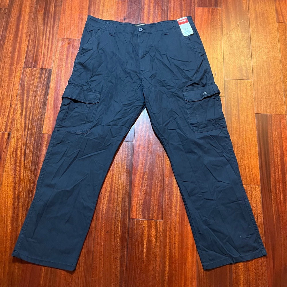 Wrangler Pants Mens 38x30 Cargo Straight Black Utility Work Ripstop 10ZM7ABNV